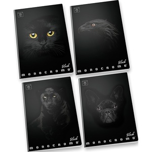 Füzet A4, 38 lap, PIGNA Monocromo Black, tűzött, vonalas