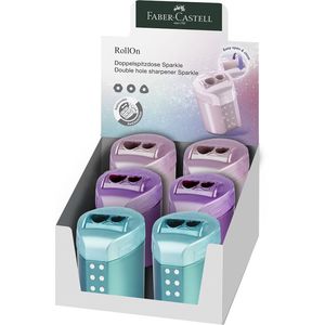 Hegyező 2 lyukú, műanyag, FABER-CASTELL RollOn Sparkle, tartályos,