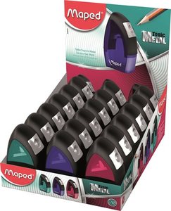 Hegyező 1 lyukú, MAPED Tonic Metal, műanyag, tartályos, 18db, vegyes