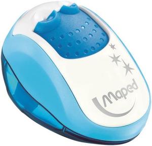Hegyező 2 lyukú, MAPED Clean, tartályos, műanyag, 24db, vegyes színek