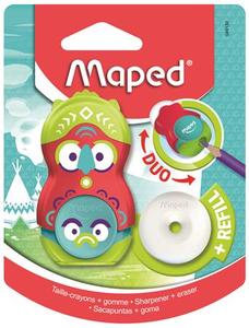 Hegyező és radír, MAPED Fancy, 1 lyukú, tartályos, bliszteres, vegyes