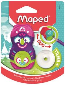 Hegyező és radír, MAPED Fancy, 1 lyukú, tartályos, bliszteres, vegyes