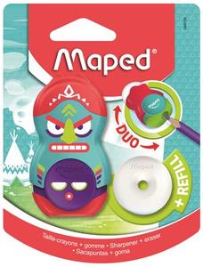 Hegyező és radír, MAPED Fancy, 1 lyukú, tartályos, bliszteres, vegyes