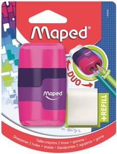 Hegyező és radír MAPED Connect kétlyukú, tartályos, bliszteres, vegyes