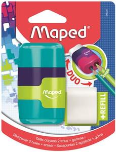 Hegyező és radír MAPED Connect kétlyukú, tartályos, bliszteres, vegyes