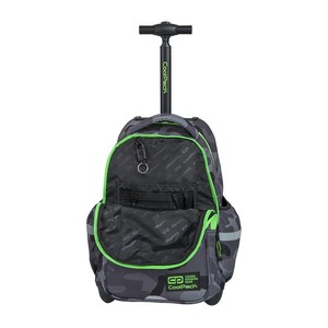 Hátizsák COOL PACK Junior, gurulós, 3 rekeszes, Camo Green Neon