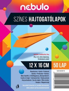Hajtogat&oacute;lap 12x16 cm, GRS, 50 lap, sz&iacute;nes pap&iacute;r