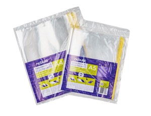 F&uuml;zetbor&iacute;t&oacute; A5, PP, NEBULO, 10 db-os, ragaszt&oacute;cs&iacute;kkal, v&iacute;ztiszta