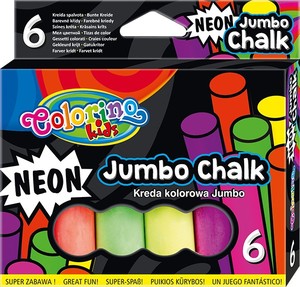 Aszfalt kréta 6 db, COLORINO Kids Jumbo, papír dobozban, 6 neon  szín