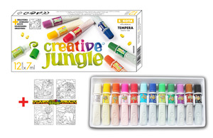 Tempera 12x7 ml, SaKOTA CEA2559 Creative Jungle Grey, alutubus