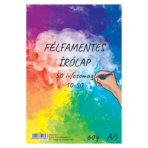 Írólap A5, 10-50, GRS, 50 lap, félfamentes, neylonos