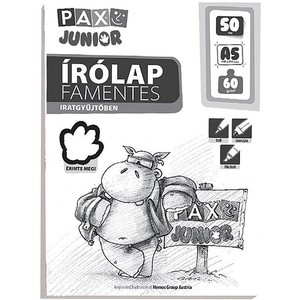 Írólap A5, 50 lap, PAX Junior, dossziés, famentes, 60 g/m2, hófehér