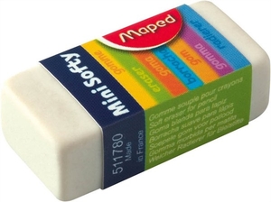 Radír MAPED Mini Softy, 3 db, ceruzaradír, papírtokkal