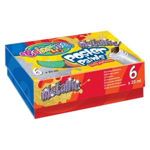Tempera 6x20 ml, COLORINO Kids Metallic, tégelyes, 20 szín