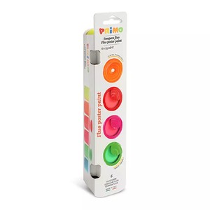 Tempera 6x25 ml, PRIMO 254TF6E tégelyes,  fluor színek,