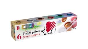 Tempera 6x25 ml, ICO S&uuml;ni, t&eacute;gelyes, 6 k&uuml;l&ouml;nb&ouml;ző metal sz&iacute;n