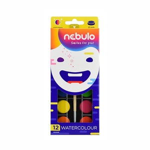 Vízfesték 12x23 mm, NEBULO, 12 db, 12 különböző szín + ecset