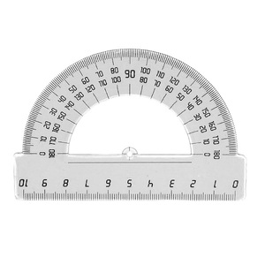 Szögmérő 180°, 10 cm, GRS, műanyag, átlátszó, ömlesztve