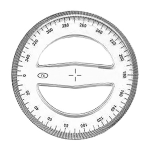 Szögmérő 360°, 10 cm, GRS, műanyag, átlátszó