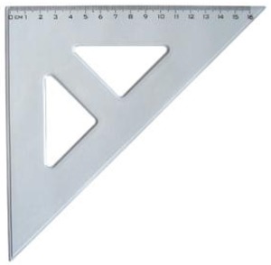 Vonalzó 45°, 16 cm, GRS, háromszögű, műanyag, átlátszó