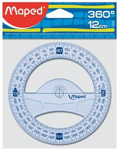 Szögmérő 360°, 12 cm, MAPED Geometric, műanyag, átlátszó