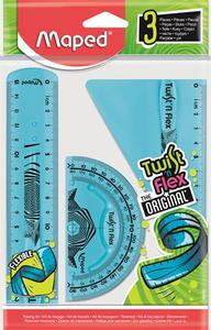 Vonalzó készlet 3 db-os, MAPED Twist`n Flex, törhetetlen műanyag