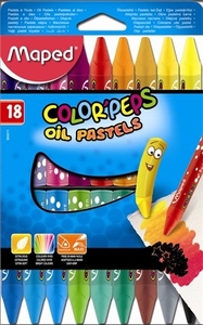 Olajpasztell kréta 18db, MAPED Color`Peps, 18 különböző szín