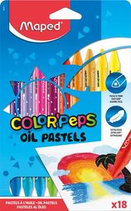 Olajpasztell kréta 18db, MAPED Color`Peps, 18 különböző szín