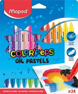 Olajpasztell kréta 24db, MAPED Color`Peps, 24 különböző szín