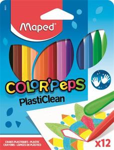 Zsírkréta 12 db, MAPED Color Peps PlastiClean, háromszögű, 12 szín