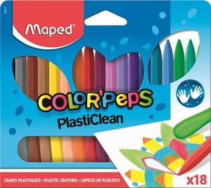 Zsírkréta 18 db, MAPED Color Peps PlastiClean, háromszögű, 18 szín