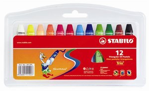 Olajpasztell kréta, STABILO, 12 db-os készlet, háromszögalakú