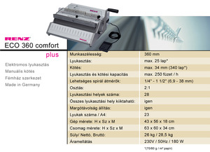 Fémspirálozó gép 2:1, RENZ Eco C 360 Comfort Plus, elektromos, 25/340 l