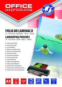 Lamináló fólia A5, OFFICIAL, 80 mic, 100 db, fényes, víztiszta