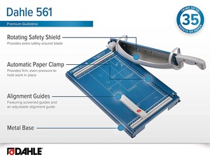 Papírvágógép A4, DAHLE 561, karos, Guillotine gördülő védővel