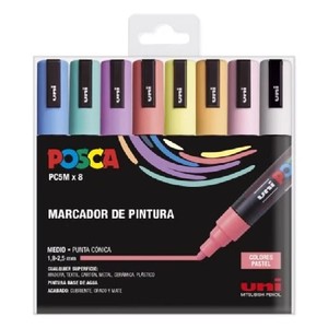 Dekormarker UNI Posca PC-5M, 1,8-2,5 mm, 8 db-os pasztell színek