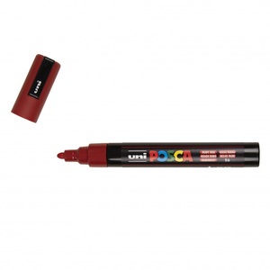 Dekormarker UNI Posca PC-5M, kúpos, 1,8-2,5 mm, rubint vörös
