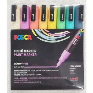 Dekormarker UNI Posca PC-3M, 0,9-1,3mm, 8 db-os pasztell színek