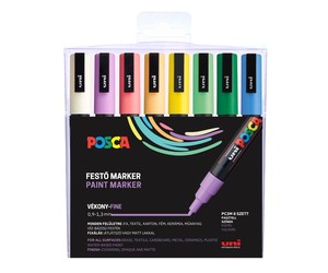 Dekormarker UNI Posca PC-3M, 0,9-1,3mm, 8 db-os pasztell színek