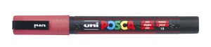 Dekormarker UNI Posca PC-3M, kúpos, 0,9-1,3 mm, csillámló piros