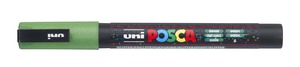 Dekormarker UNI Posca PC-3M, kúpos, 0,9-1,3 mm, csillámló zöld