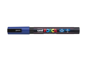 Dekormarker UNI Posca PC-3M, kúpos, 0,9-1,3 mm, kék