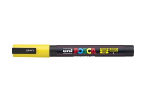 Dekormarker UNI Posca PC-3M, kúpos, 0,9-1,3 mm, sárga