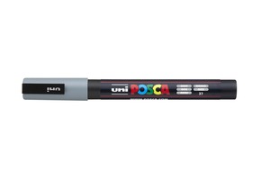 Dekormarker UNI Posca PC-3M, kúpos, 0,9-1,3 mm, szürke