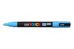 Dekormarker UNI Posca PC-3M, kúpos, 0,9-1,3 mm, világoskék