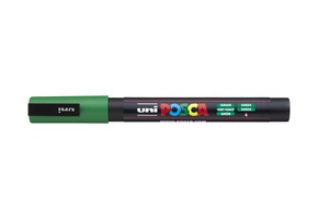 Dekormarker UNI Posca PC-3M, kúpos, 0,9-1,3 mm, zöld