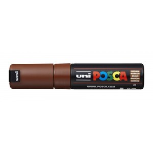 Dekormarker UNI Posca PC-8K, vágott hegyű, 8 mm, barna
