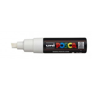 Dekormarker UNI Posca PC-8K, vágott hegyű, 8 mm, fehér