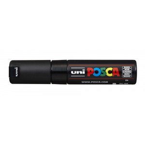 Dekormarker UNI Posca PC-8K, vágott hegyű, 8 mm, fekete