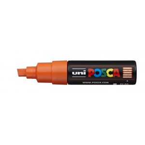 Dekormarker UNI Posca PC-8K, vágott hegyű, 8 mm, narancs